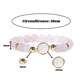 Manfnee 8 mm Natural Stones Bracelet with Cabochon Elastic Women Gift Girls Fantasy Bracelet, 19 cm, Stone, No gemstone