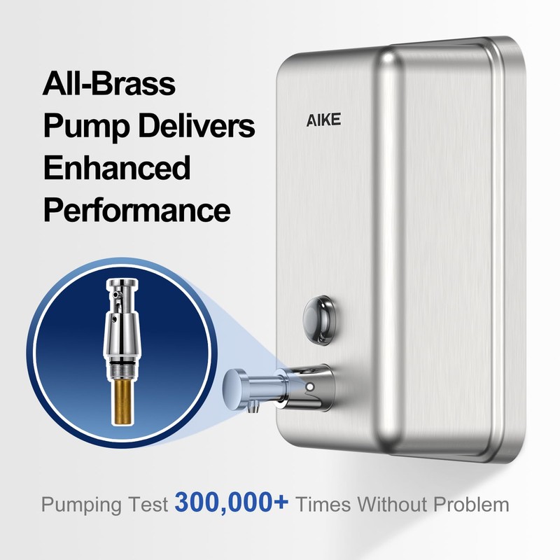 AIKE 37oz Surface Mount Stainless Steel Soap Dispenser for Commercial,Brushed