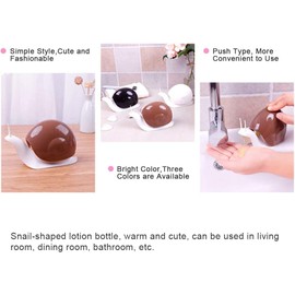 Cute Snail Soap Dispenser, Soap Liquid Dispenser Snail Shape Press Style Soap Liquid Bottle Hand Lotion Dispenser Bathroom Accessories for Bathroom, Kitchen Counter (Brown)