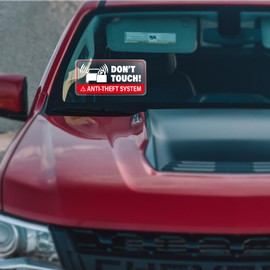 YIKIADA Anti-Theft System Car Sticker 4 × 2 Inches Don't Touch Self Adhesive Vinyl Vehicle Windows Safety Warning Decals GPS Tracking System Equipped Waterproof Door Cling 10 Pack