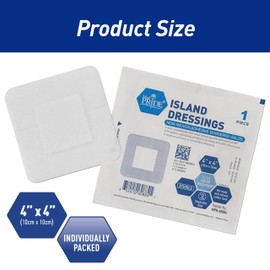 MED Pride Bordered Gauze-Island Dressing 4'' x 4''| 25 Individually Packed Pouches, Wound Dressing with Adhesive, Breathable Borders, Sterile & Highly Absorbent, Latex & Rubber-Free