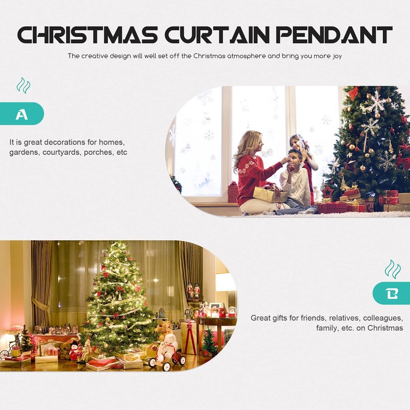 SOLUSTRE 1 Set Illuminated Christmas Tree Curtain Panel Lace Window