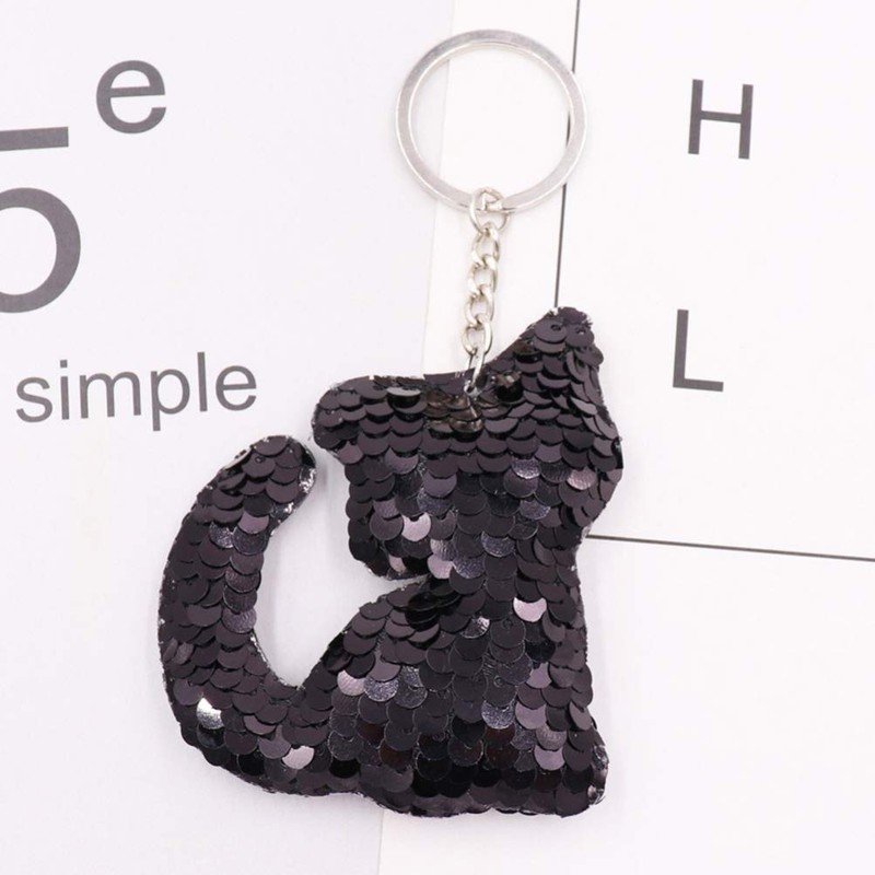 TOYANDONA Sequin Cat Key Ring, 6 Pieces, Sequin Key Ring,