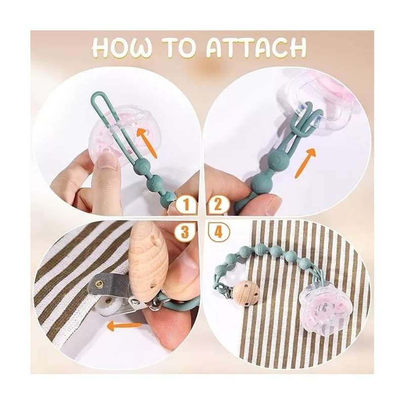 Seposeve 4 Pak Pacifier Holder Clips, Keeps Pacifier Clean, Soft