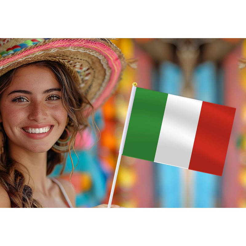 25 Pack Italy Handheld Small Flag,Mini Italians Hand Held Miniature