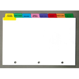 Preprinted Cookbook Index Dividers for 5.5" x 8.5" 3-Ring Binder, 8-Sheets per Set - Pack of 12 Sets