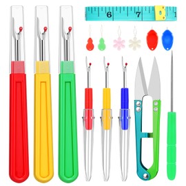 ZMAAGG Seam Ripper-6 PCS Stitch Remover Tool, Seam Rippers for Sewing, Needle Threaders, Tape Measure, Tailors Awl, Thread Snips