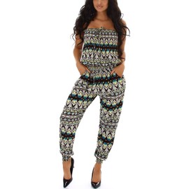 Jela London Women's Onesie Jumpsuit Romper Bandeau Halterneck (36-38) - 36-38