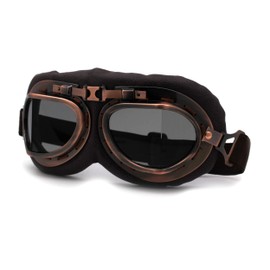 Cafe Racer Thick Leather Padded Steam Punk Motorcycle Goggle Copper Black