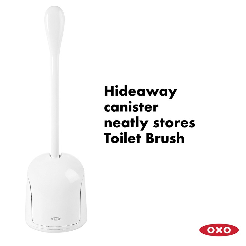 OXO Good Grips Compact Toilet Brush & Canister, White, 6"