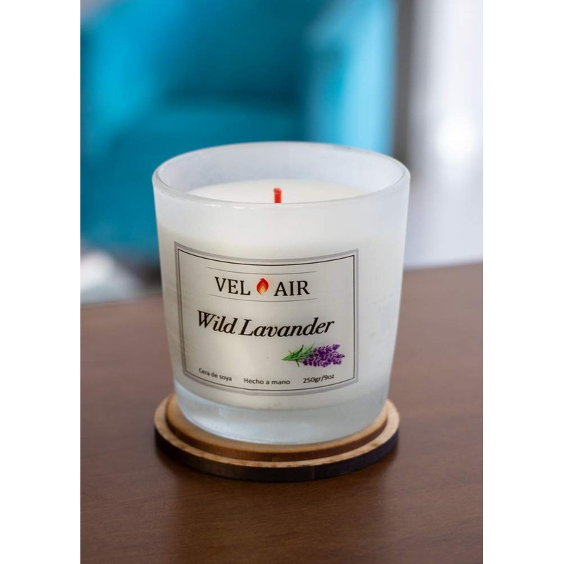 VEL AIR Vela Aromática Lavanda Salvaje (Wild Lavender) Ecologicas. 250