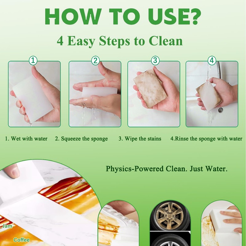 Magic Sponge Eraser, 50Pcs White Melamine Cleaning Sponges, Multi-Use Non-Scratch