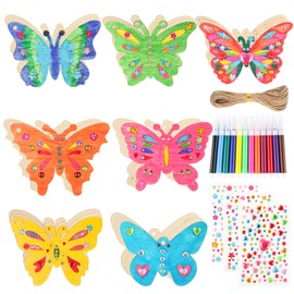Pack of 21 Butterfly Craft Sets for Children, Butterfly Crafts, Children's Birthday, Gifts for Girls, Wooden Craft Set for Painting for Children's Birthday Party Bags, DIY Birthday Crafts Children