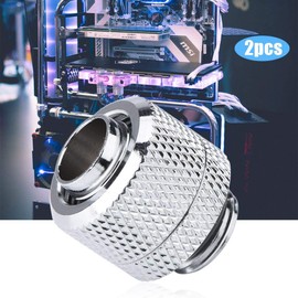 Water Cooling Compression Fitting 2PCS G1 4 Thread Flexible Tube Connector Brass Two Touch Fitting for PC Water Cooling (Silver)