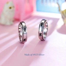 LEXLUNE Cat Ring Animal Fidget Ring Spinner Ring for Anxiety Women Men Daughter Real S925 Sterling Silver Band Ring