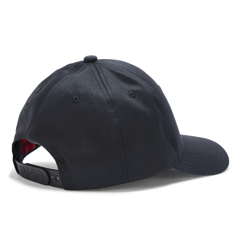 HUGO, Block Logo Baseball Hat, Black Leather, One Size