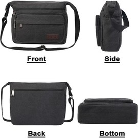 15" Canvas Messenger Bag Multi Pockets Crossbody Bag for Outdoor Activities Laptop bag for Business Travel (Green)