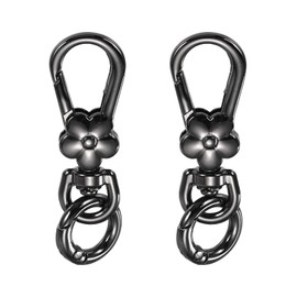 MECCANIXITY 2 Pcs Metal Keychain Clip Swivel Lobster Claw Clasp Quick Release Key Ring Detachable Double Opening Snap Hooks for Jewelry Making Crafts Backpack Bag Lanyard, Gun Black