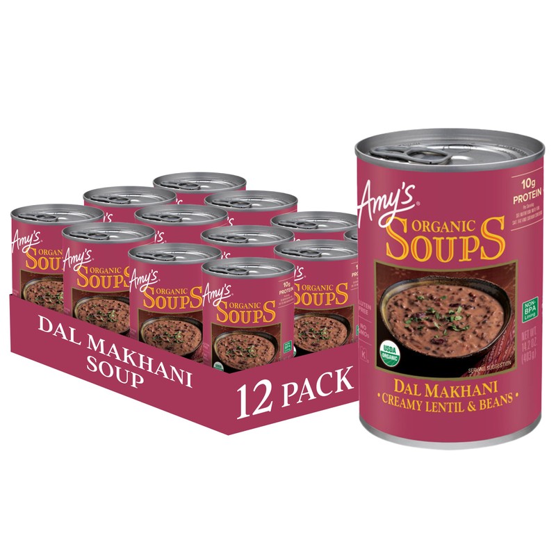 Amy's Soup, Organic Dal Makhani Soup, 14.2 Oz, Pack of