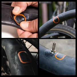 Dexnoca Bike Inner Tire Patch Repair Kit - Bycicle Tube Puncture Patches Kits, 30PCS Vulcanizing Patches, Glueless Patchs for Motorcycle BMX Cycling MTB Road Mountain Bicycle A12