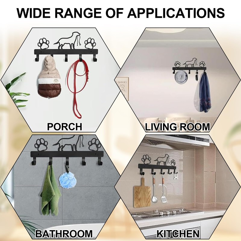 lomdung Dog Coat Rack with 5 Hooks, Coat Hook with