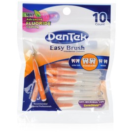 DenTek Easy Brush Interdental Cleaners | Brushes Between Teeth | Standard | Mint Flavor | 10 Count | Pack of 6