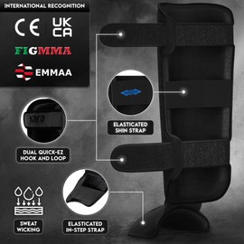 RDX Shin Guards for Kickboxing, Muay Thai and Training Pads, Maya Hide Leather Kara Instep Foam Protection, Leg Foot Protector for Martial Arts, Sparring, BJJ and Boxing Gear