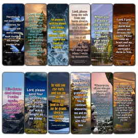 Popular Prayers and Bible Scriptures on Night time/Bedtime Bookmarks (12 Pack)