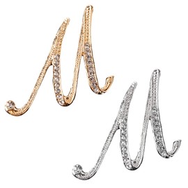 Letter Brooch Pins, Alloy Lapel Pin Gold and Silver for Women, Girls, Men, Metal, artificial gems