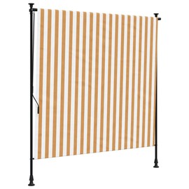vidaXL Outdoor Roller Blind, Vertical Awning with Crank, Retractable Privacy Screen for Patio Balcony, Sun Protection Roller Blind, Orange White, 200 x 270 cm, Fabric Steel