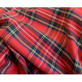 Cotton Tartan Fabric - Red Royal Stewart Tartan Check Print - Dress Craft Fabric Material Metre