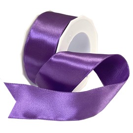 Morex Ribbon Wired Satin Ribbon, Gift Wrapping, Christmas and Wedding Décor, Silk Ribbons for Crafting and Floral Arrangements, 1-1/2 inch by 10 Yards, Purple