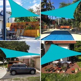 E&K Sunrise 1 Piece 16' x 16' x 22.6' Waterproof Sun Shade Sail Outdoor Triangle Canopy Shade Cover UV Block for Pergola Patio Backyard Garden Deck (Turquoise)