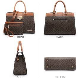 Dasein Handbags for Women Purses Monogram Satchel Purse Large Tote Ladies Handbag Shoulder Bags Top Handle Work Bag 2pcs Set