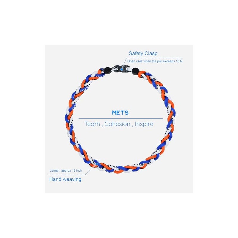 SUPBOMM Baseball Rope Necklaces, League Team Colors Braided Necklace, Baseball
