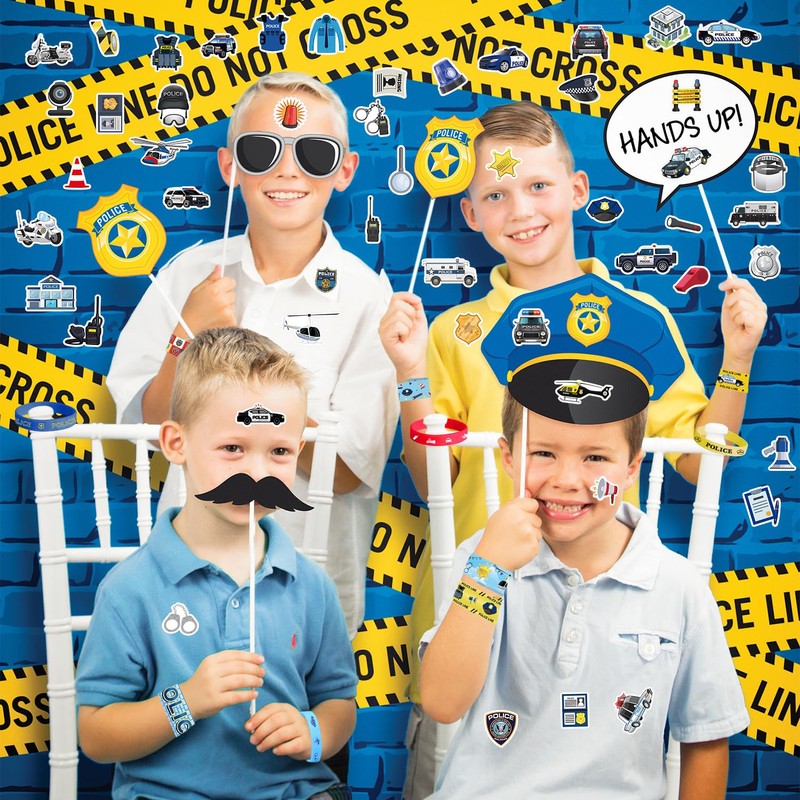 Obussgar Police Party Favour Supplies including Police Gift Bags, Stickers,