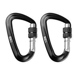 2PCS Hammock Carabiner Clip 12kN 7075 Aluminium Alloy Auto Locking Carabiner Clips Heavy Duty 2645lbs/1200kg Carabiner Lightweight for Outdoor, Camping, Hiking, Dog Leash Harness, Keychains Black