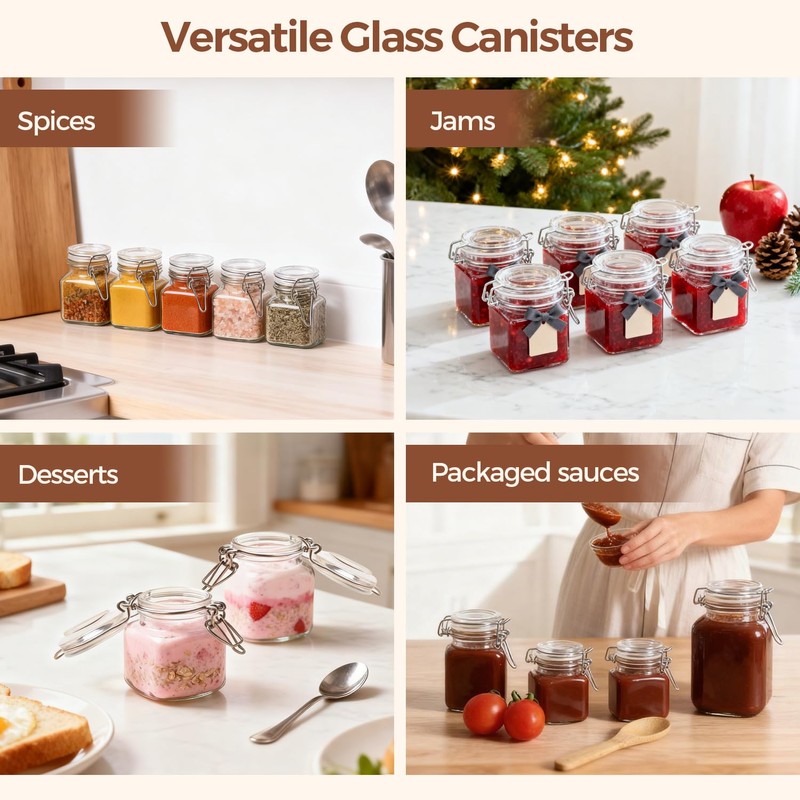 ComSaf 4 oz Glass Jars with Lid, Set of 12