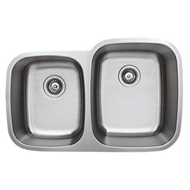 Wells Sinkware CMU3221-79 Craftsmen Series Kitchen Sink, 32" 40/60, Brushed Matte Finish