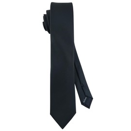 TigerTie - Fashionable men's designer tie in black matt, fine and subtle, unicolor, fashionable 7 cm width, ideal for funerals as well as for business appointments, festive occasions and leisure