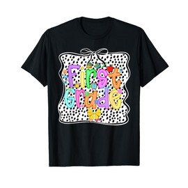 Back To School First Grade Girls Bow 1st Grade Dalmatian Dot T-Shirt
