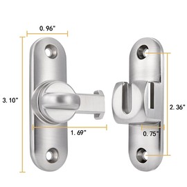 Wocoe 90/180° Barn Door Latches，Right Angle Door Lock,Zinc Alloy Flip Latch for Cabinets, Windows, Gardens, Barn, Bathroom,Cabinets and Small pet Cages(3,Silvery)