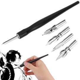 JSMTKJ Pen and Holder Set, Pen Holder with Drawing Nib for Comics, Pen Holder, 1 Calligraphy Pen Holder and 5 Pen Tips, Drawing Tips for Cartoon and Artist Drawings
