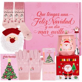 7 PZS Set de Regalo de Navidad , Regalo de Cumpleaños para Mujer, Cesta de Regalo Relajante de Spa, Paquete de Cuidado Personal, Ideal para Esposa, Novia, Madre, Hija, Amiga y Maestra, Perfecto para Navidad (Rosa)