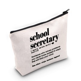 ZJXHPO School Secretary Definition Cosmetic Bag Administrative Assistant Thank You Gift School Secretary Pencil Case Travel Case Makeup Bag Toiletry Bag Survival Kit (C-school secretary)