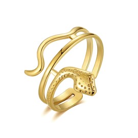 YeGieonr Gold Rings for Women Non Tarnish, Snake Ring with 18k Gold Plated, Hypoallergenic Stainless Steel Ring, Statement Jewelry Gifts for Women
