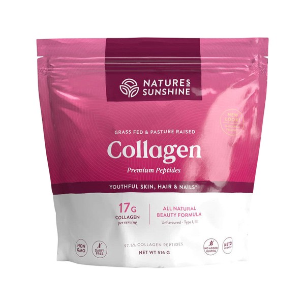Natures Sunshine Grass Fed & Pasture Raised Collagen Premium Peptides Unflavoured 516g