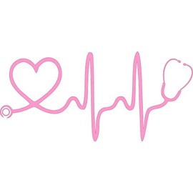 Sweet Tea Decals Stethoscope Heart (Pink) - 8" x 3 3/4" - Vinyl Die Cut Decal/Bumper Sticker for Windows, Trucks, Cars, Laptops Etc.