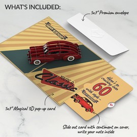 Lovepop 60th Birthday Cards | Classic Car 3D Popup Card | 5" x 7" Cards | Envelope Included