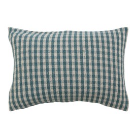 Creative Co-Op Creative Co-Op Woven Recycled Cotton Blend Lumbar Pillow, Teal and White